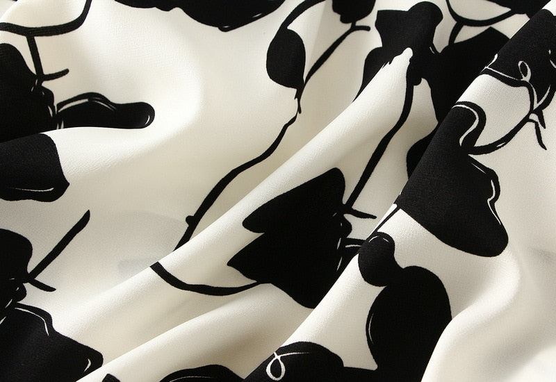 Willow Flower Chiffon Floral A- line Skirt Women's Spring Summer 2023 New High Waist Printed Long Skirt Female