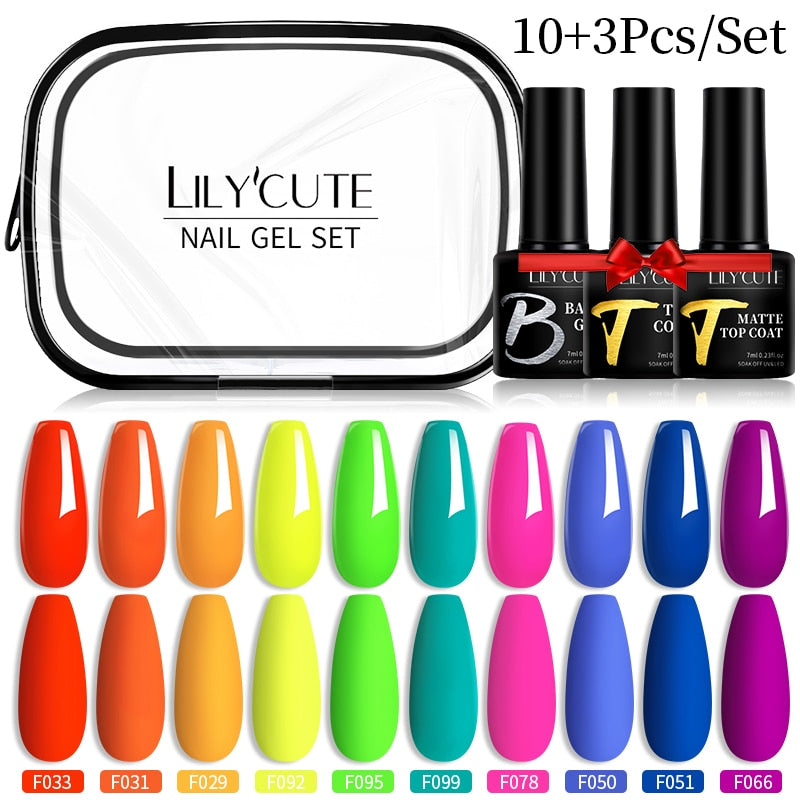 LILYCUTE 12PCs 7ml Spring Macaron Nail Gel Polish Set Semi Permanent UV Gel For Manicure Soak Off Gel Nail Polish Kit Varnishes 231368