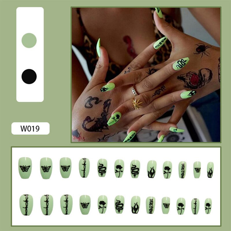 24Pcs/Box White French Fake Nails Press on Long XL Length Rhinestone Design False Nails Full Cover Acrylic Nail Tips JZJ-W019