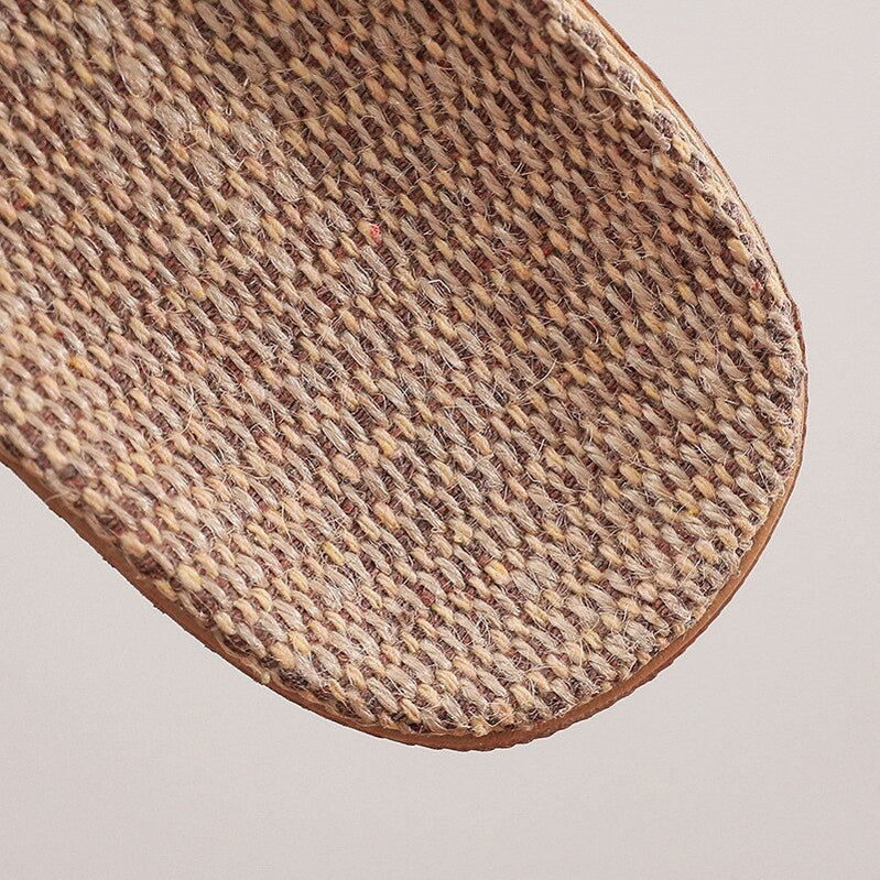 Summer Natural Flax Slippers Women Sandals Comfortable Non-slip Ladies Home Cross-tied Casual Indoor Shoes Multicolor