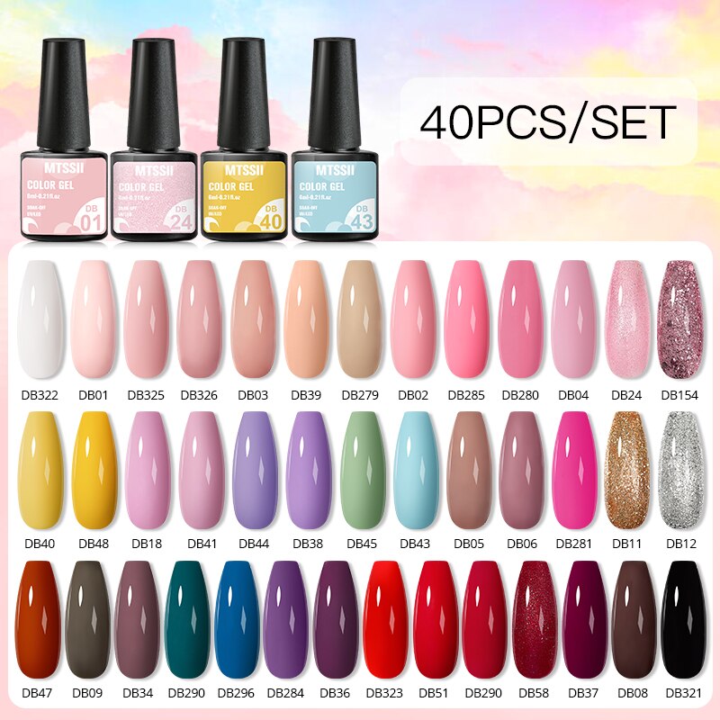 Mtssii 24/25/40/60PCS Gel Nail Polish Set Color Gel Semi Permanent UV Led Varnish Nail Art Design Soak Off Gel Set Nail Gel Set ZH20504