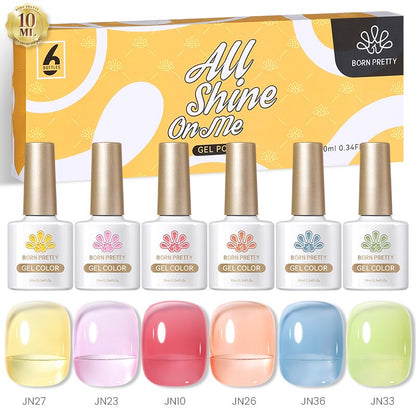 BORN PRETTY 10ml Nude Pink Gel 6PCS Nail Polish Set Milky Jelly Pink Transparent Serise Soak Off UV LED Nail Gel Varnish Kit