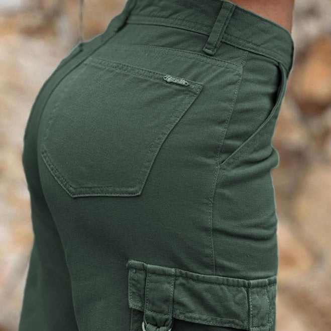 Women Straight Leg Cargo Pants High Waist Pockets Casual Baggy Pants Y2K Denim Drawstring Streetwear Stretch Joggers Trousers