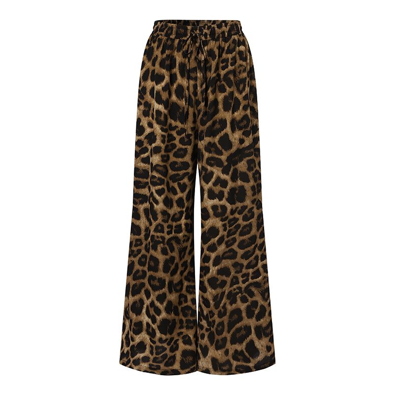 Fashion Women Leopard Print Pant Sets Casual Loose Tops and Pant Outfits Autumn Wide Leg Pant Leisure Two Piece Sets