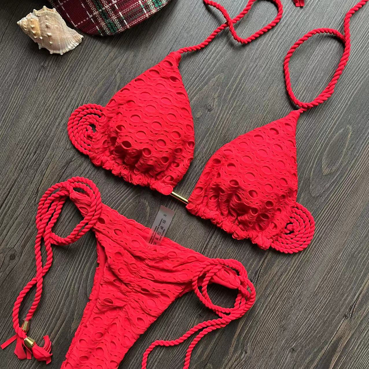 Sexy Bikini Set Swimsuit Mesh Swimwear Women white Bathing Suit Halter Top Patchwork Beachwear Women's Swimming Suit 8288