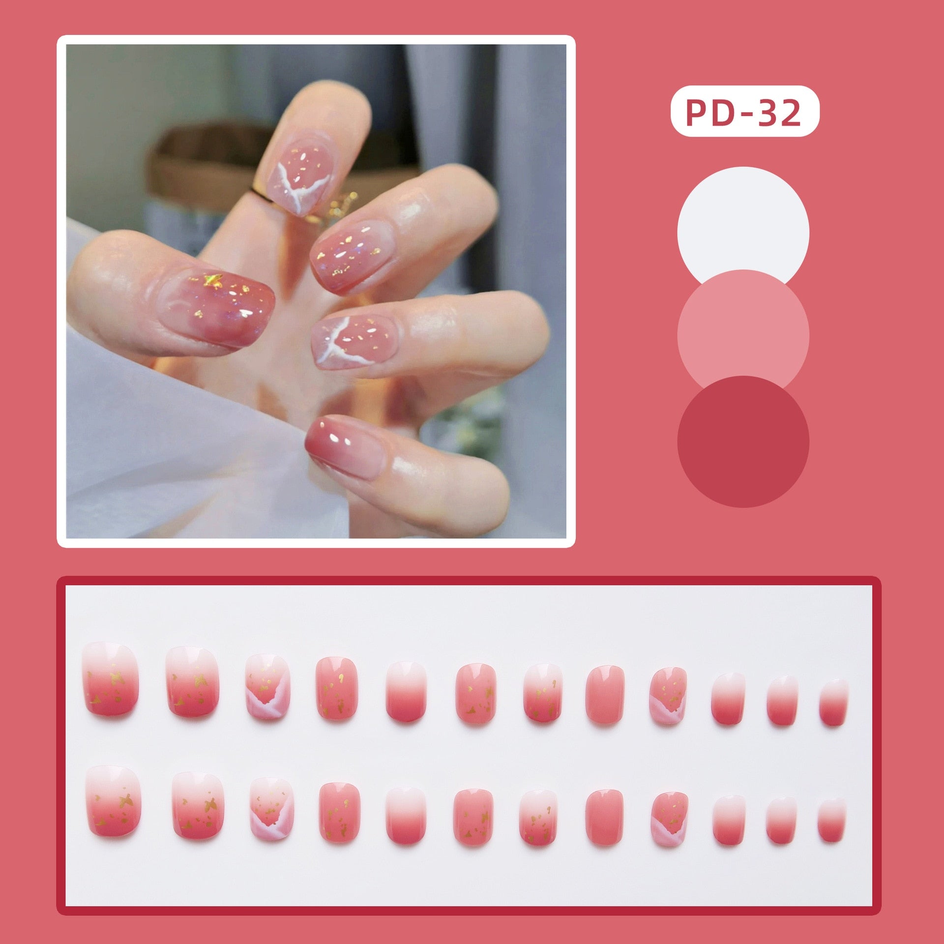 24pcs Lemon Short Wear Tips Nail False Patch Press on Nails Supplies for Professionals Artifical Fake Nails Faux Ongles Uñas PD-32-Fake Nails Art