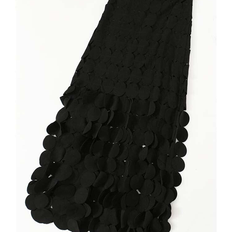 [EAM] High Waist Black Hollow Out Tassels Long Slit Elegant Half-body Skirt Women Fashion Tide New Spring Autumn 2023 1DE9035