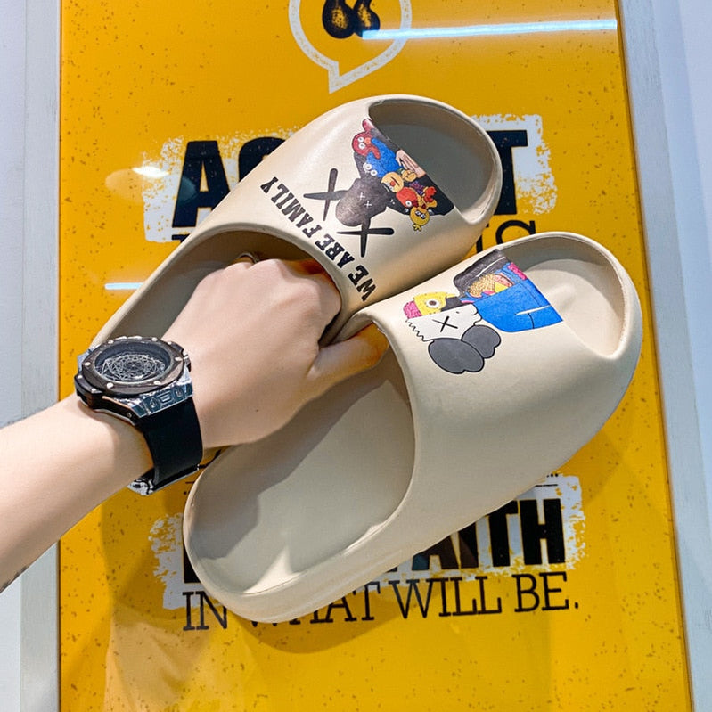 Men Women Slippers Orginal Sandals Women Beach Casual Shoes EVA Slides Original Men Flip-flops Summer Summer Sandal Men&#39;s jiqiren-beige