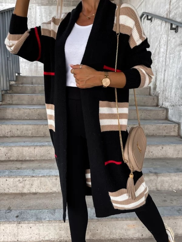 Autumn Knitting Oversize Women's Long Coat Black Long Sleeve Cardigan Loose Coats Female New Casual Trendy Ladies Clothes black