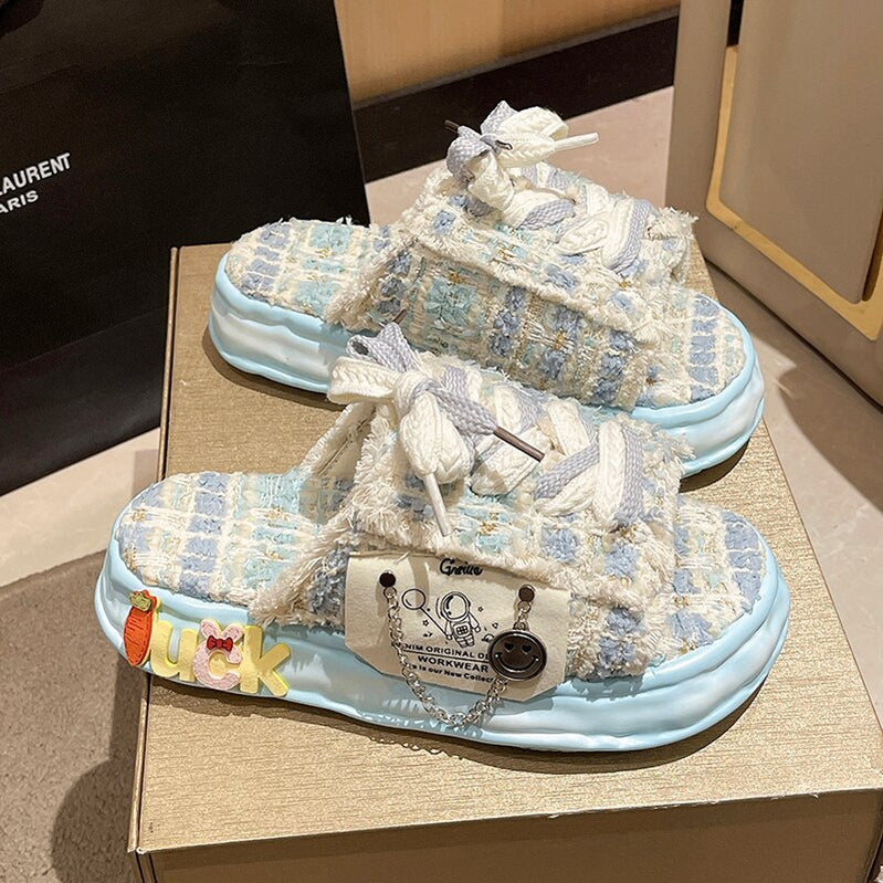 Summer Women Graffiti Slippers Sandals Platform Shoes Mules Flip Flops Street Clogs Flat New Sweet Casual Shoes For Female