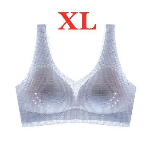 Youpin Women's Ice Silk Seamless Bra Ultra-thin No Steel Ring Breathable Antibacterial Gather One Piece Breathable Underwear light blue XL