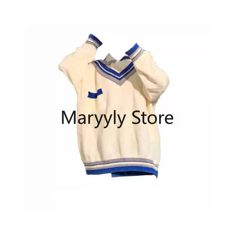 Autumn Fashion Suits Chic Japanese Long Sleeve Y2k Two Piece Dress Set Female Casual Blouse + Blue High Waist Mini Skirts Only Top