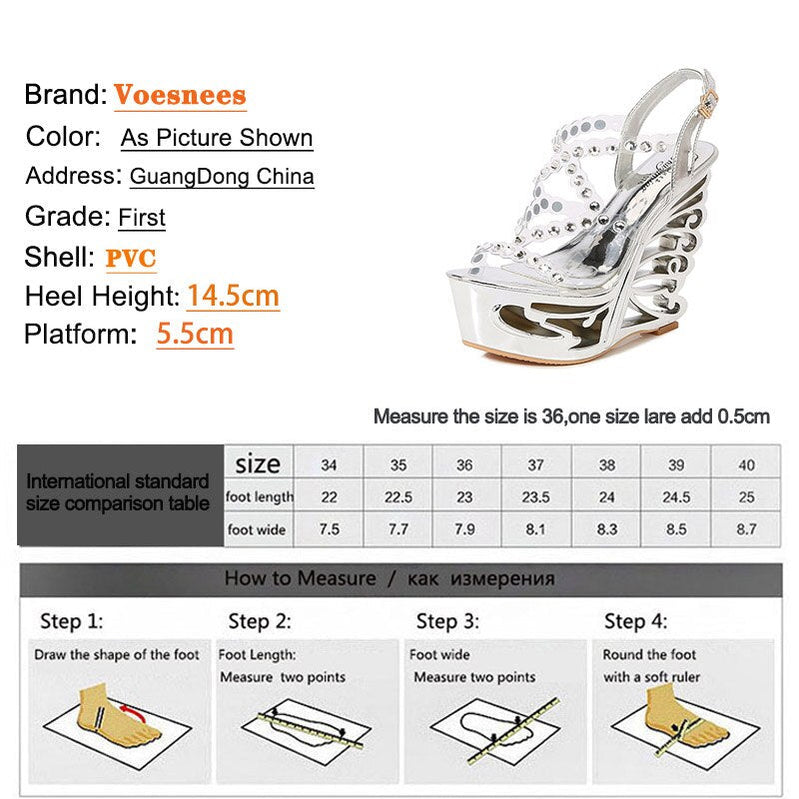 Summer New Hollow Out Wedge Women's Pumps Shiny Sequins Fashion Party Shoes Club Heels Transparent Narrow Belt Sandals