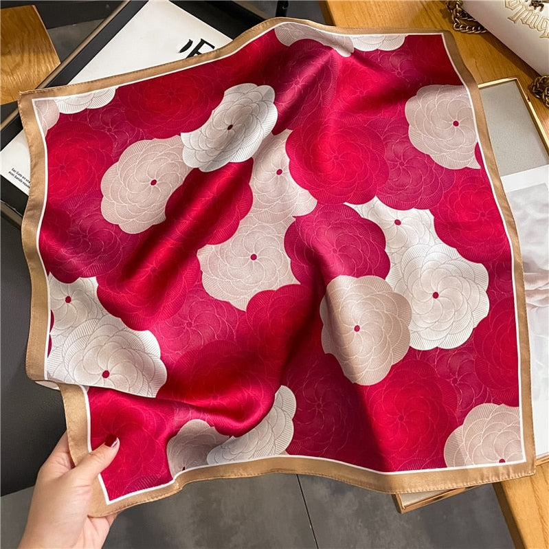 Classice 100% Silk Square Scarf Women Print Stripe Hair Band Wrist Foulard England Style Neckerchief Bandana Echarpe FZ191-1