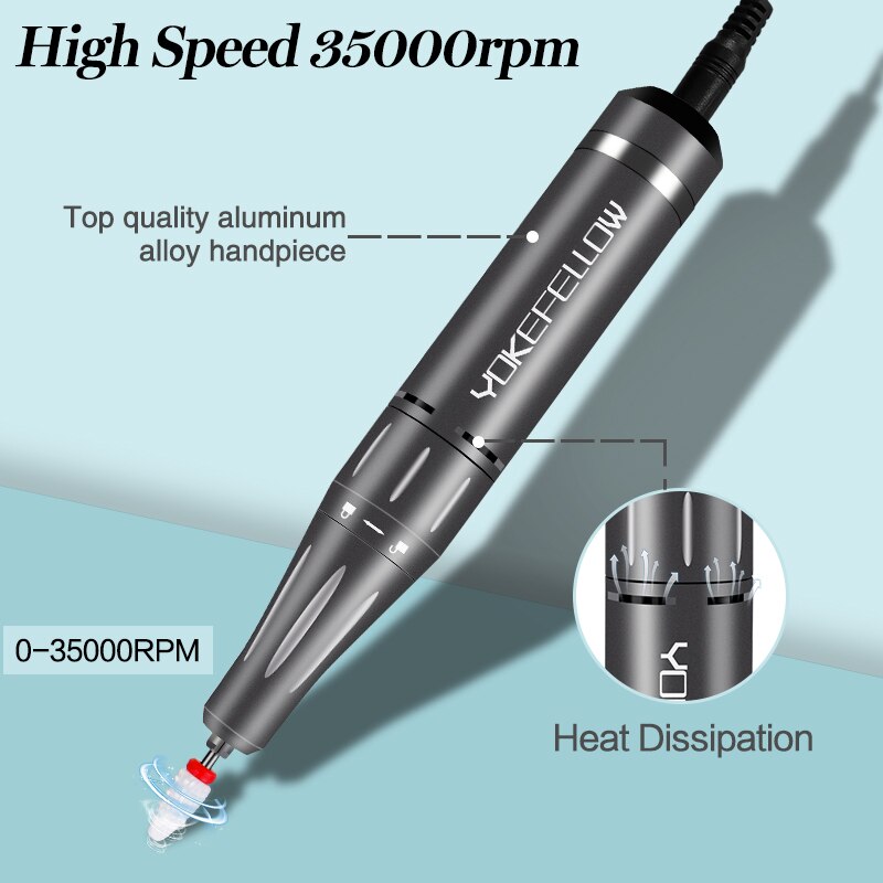 Professional Nail Drill Machine Kit 35000RPM Rechargeable Portable Electric Nail File for Manicure Acrylic Gel Nails