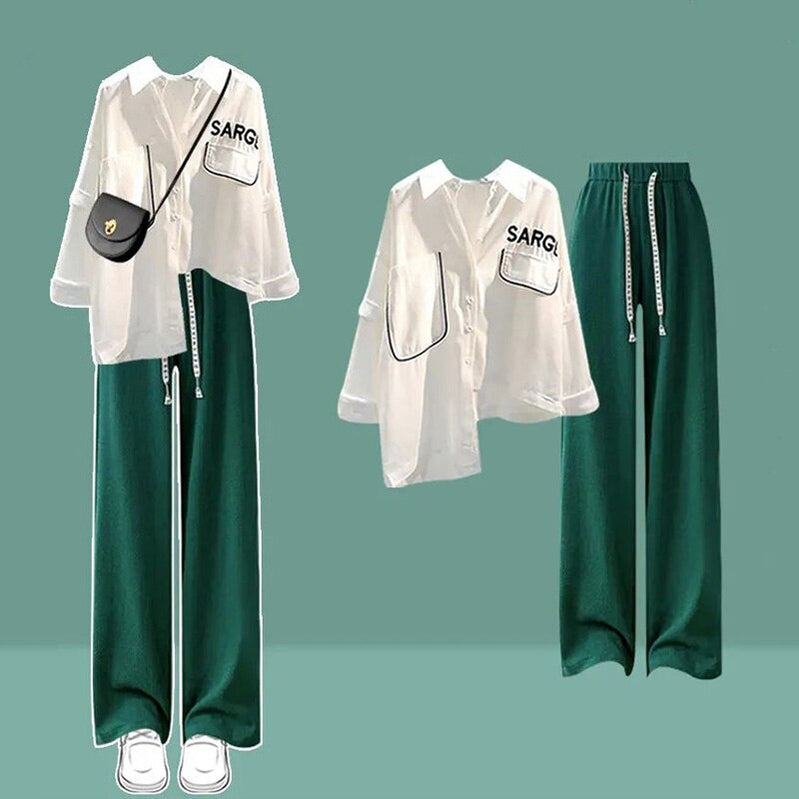 Autumn Set Women's New Large Fashion Shirt Versatile Casual Pants Two Piece Set Fall Two Piece Outfits for Women Pant Sets