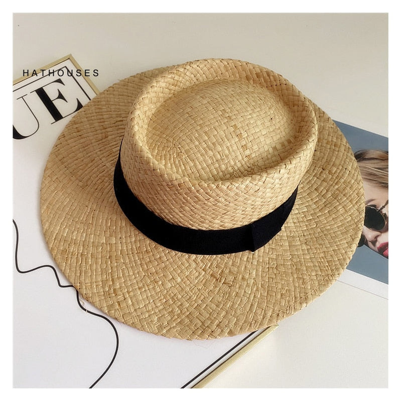 Summer Natural Raffia Straw Hat Large Wide Brim Sun Hats for Women Panama Ladies UPF Travel Holiday Beige Beach Floppy Hat like picture 11