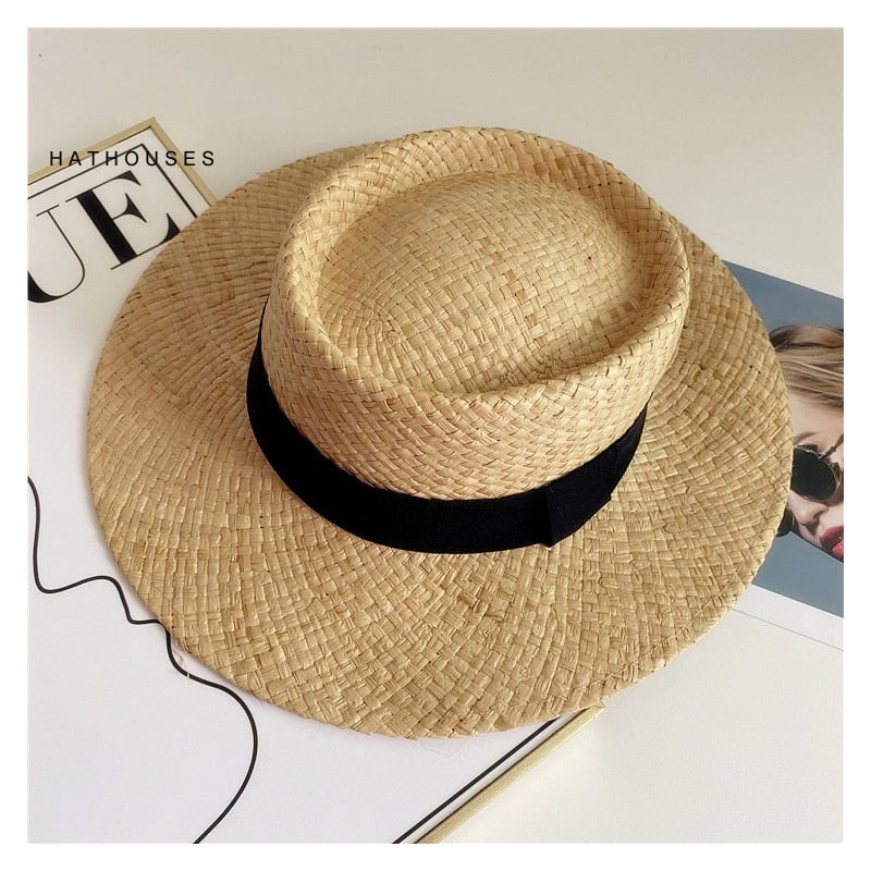 Summer Natural Raffia Straw Hat Large Wide Brim Sun Hats for Women Panama Ladies UPF Travel Holiday Beige Beach Floppy Hat like picture 11