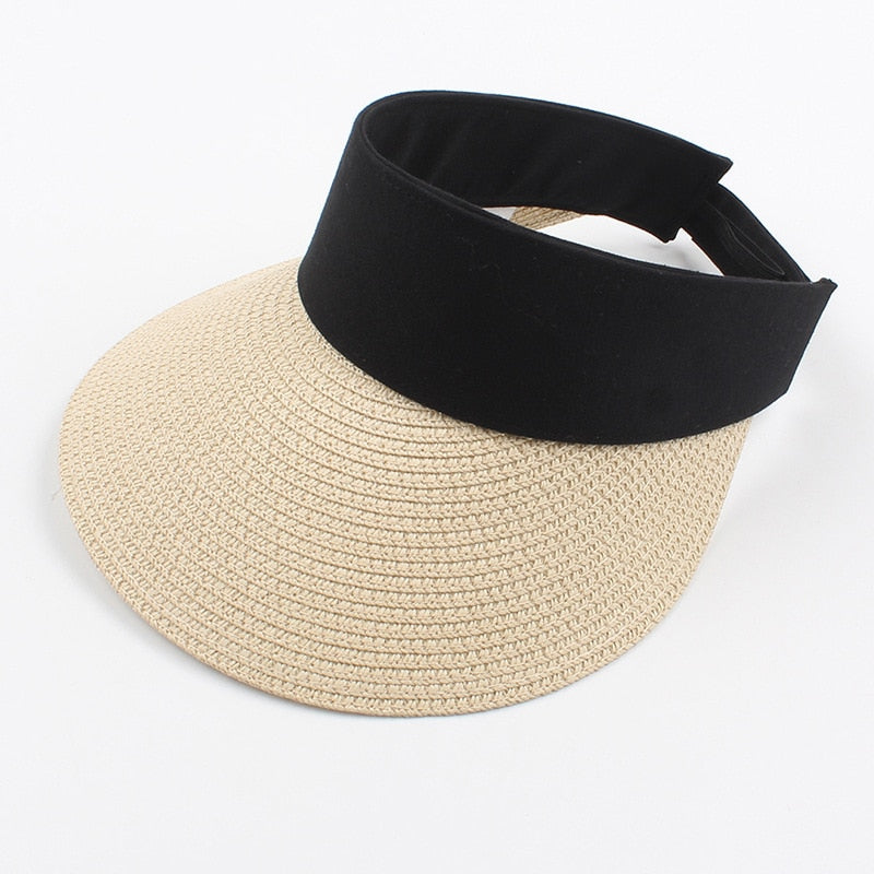 Summer Empty Top Sun Hat - Female Outdoor Visor Cap Casual Shade Hat Straw Wide Large Brim Beach Sunhat Lady Style 6