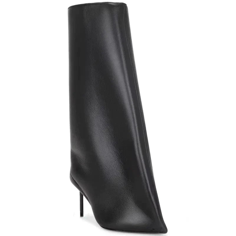 Autumn/Winter New Party High Heel Knee Length Women's Boots Fashion Genuine Leather Sleeve Medium Sleeve Women's Boots