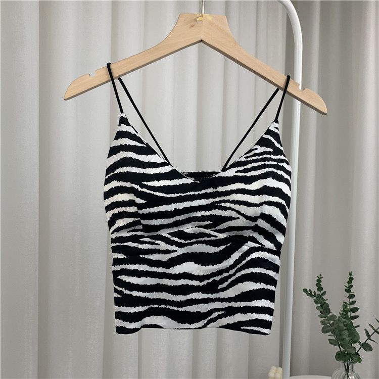 Y2k Tops Women Corset Top Korean Fashion Leopard Crop Top Camis Streetwear Sexy Tank Top Coquette Summer New Zebra One size(40-65 kg)