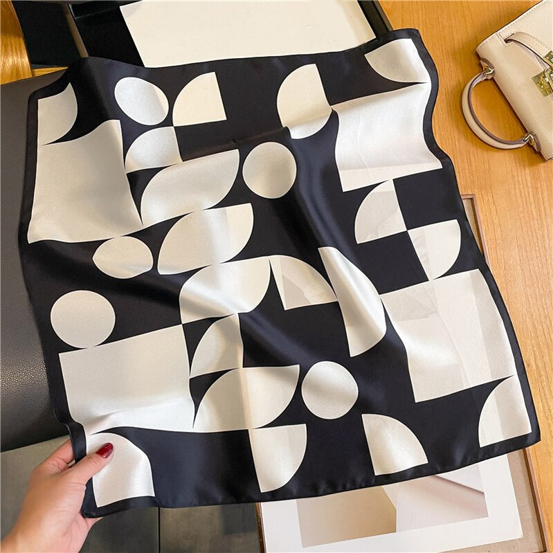 Classice 100% Silk Square Scarf Women Print Stripe Hair Band Wrist Foulard England Style Neckerchief Bandana Echarpe FZ206-1