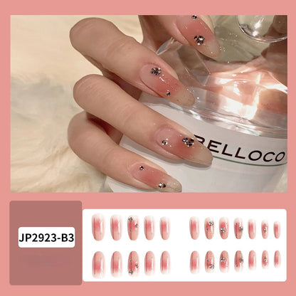 Sea Wave Carp Japanese Style Doodle False Nails Detachable Nude Pink Long Coffin Fake Nails with Glue Full Cover Press on Nails
