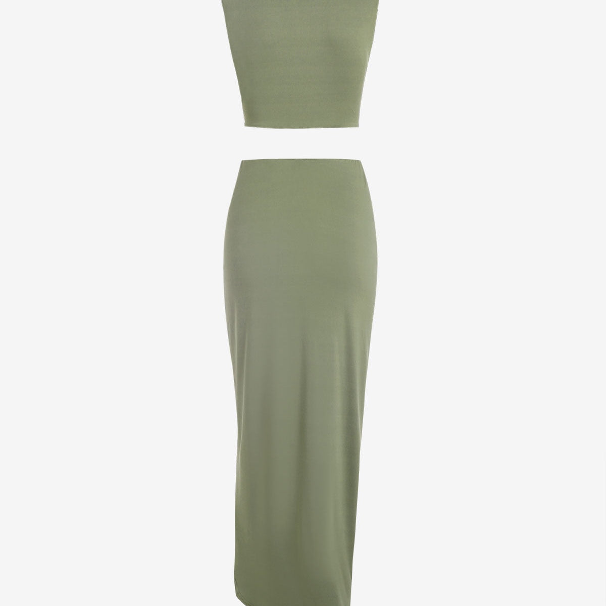 Women’s 2 Pieces Dress Set Sexy Sleeveless Crop Tank Side Slit Twist Skirt Bodycon Maxi Dresses Summer