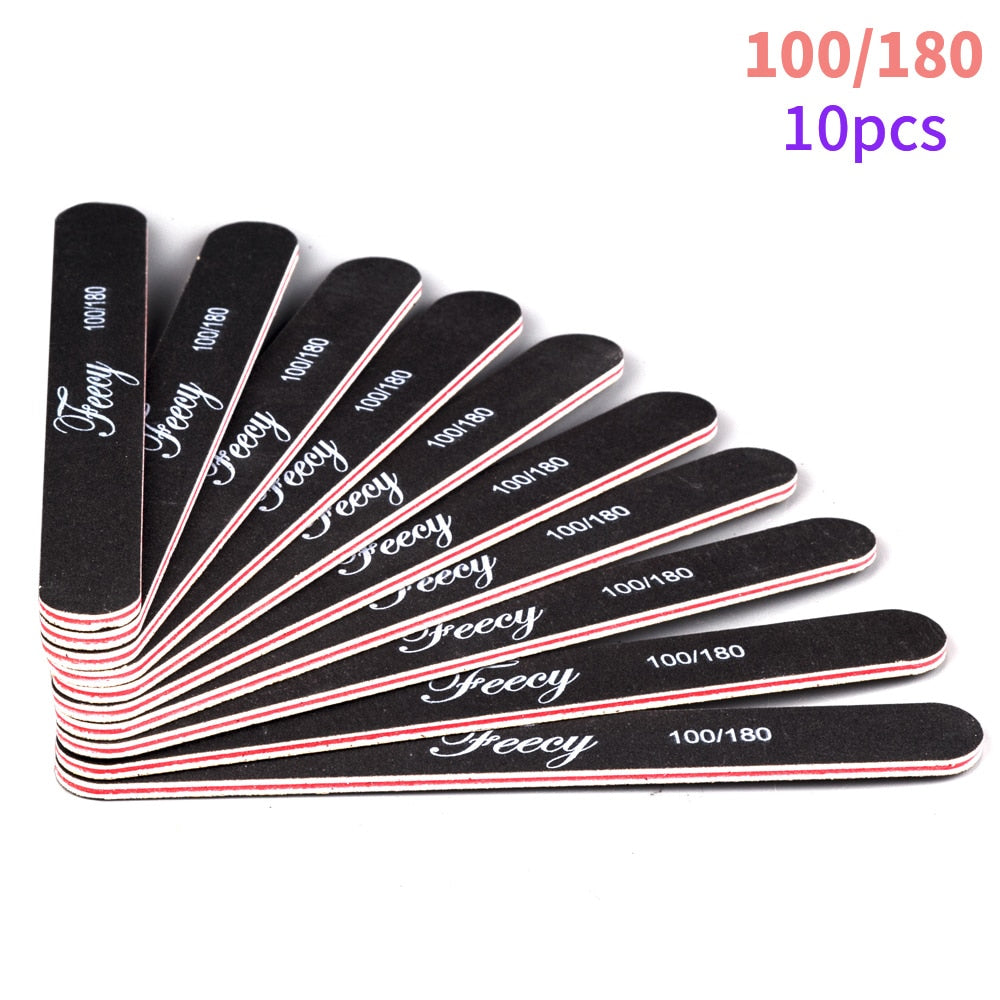 Nail File Buffer Double Side Of The Nail File Buffer 100/180 Trimmer Lime Buffer In The Nail Art Ongle Nail Art Tool 100 180 10pcs 4
