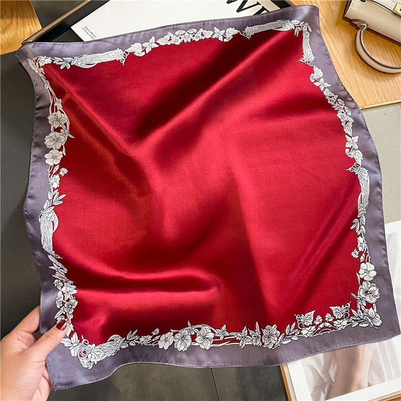 Classice 100% Silk Square Scarf Women Print Stripe Hair Band Wrist Foulard England Style Neckerchief Bandana Echarpe FZ200-1