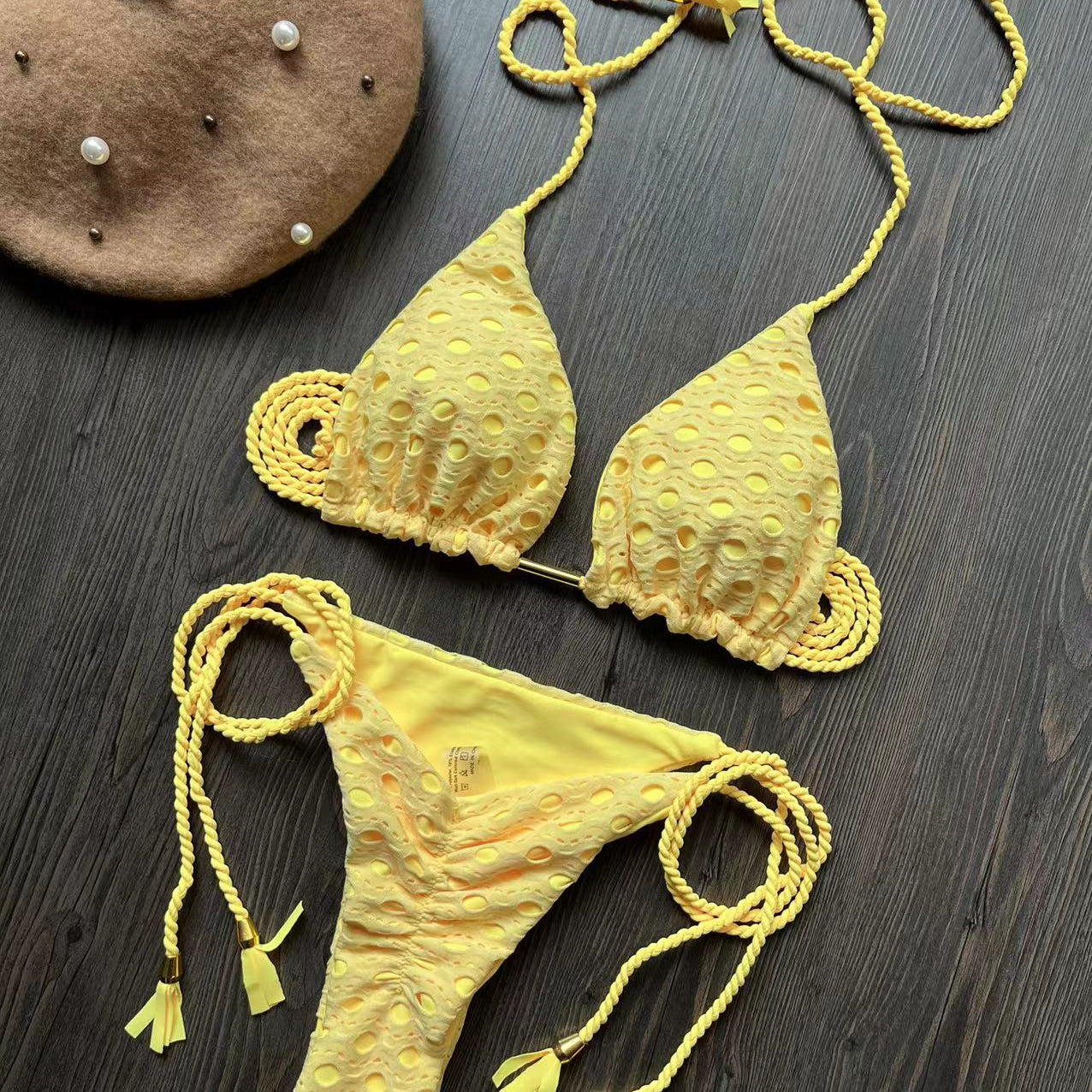 Sexy Bikini Set Swimsuit Mesh Swimwear Women white Bathing Suit Halter Top Patchwork Beachwear Women's Swimming Suit 8285