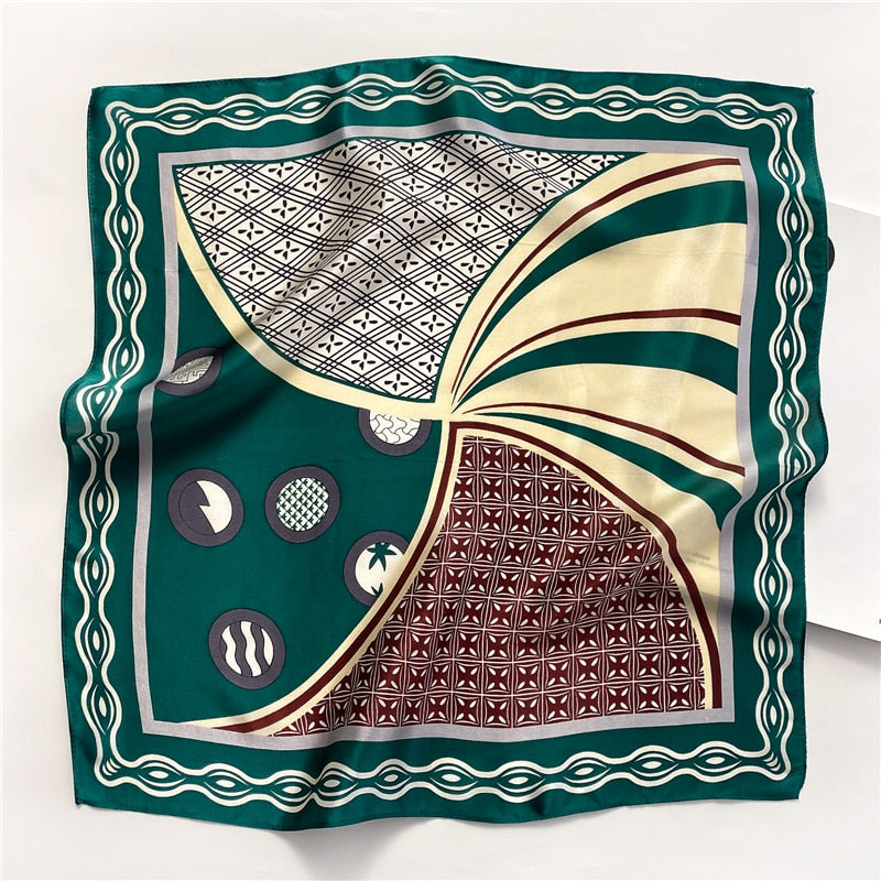 Fashion Designer Print 100% Natural Silk Square Scarves Women Hairband Neck Foulard Female Small Kerchief Bandana New FZ84-2 53cm real silk