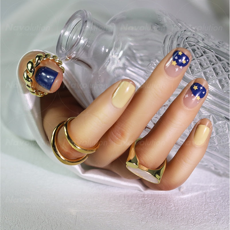 Navolution 24Pcs/Set DIY Manicure Wearable Fake Nails press on Detachable Finished Fingernails Ballet Square Head Almond Short 39