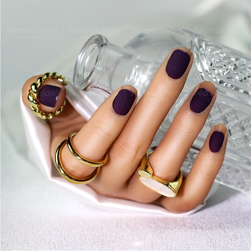 Navolution 24Pcs/Set DIY Manicure Wearable Fake Nails press on Detachable Finished Fingernails Ballet Square Head Almond Short 17