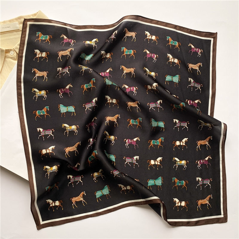 Classice 100% Silk Square Scarf Women Print Stripe Hair Band Wrist Foulard England Style Neckerchief Bandana Echarpe FZ175-1