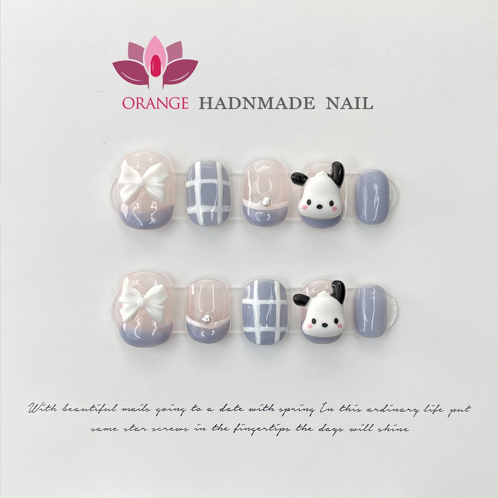 Handmade Short Press On Nails Full cover Cute Cartoon Manicuree Decoration Wearable Full With Design Acrylic Nail For Teens Spain