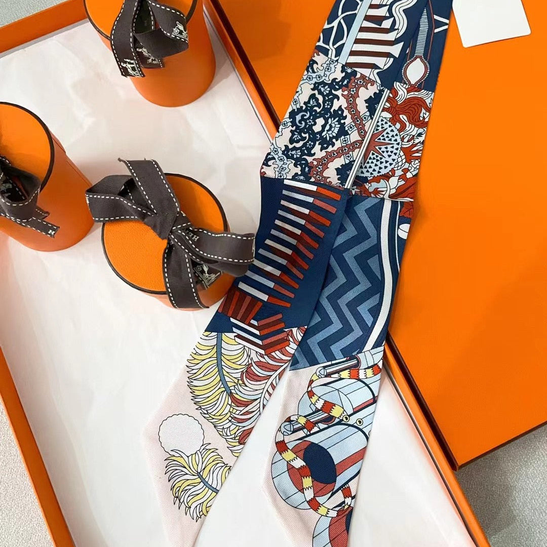 Mulberry silk silk tie bag long silk scarf star internet celebrity same style suit scarf streamer headband 3 5X 86CM