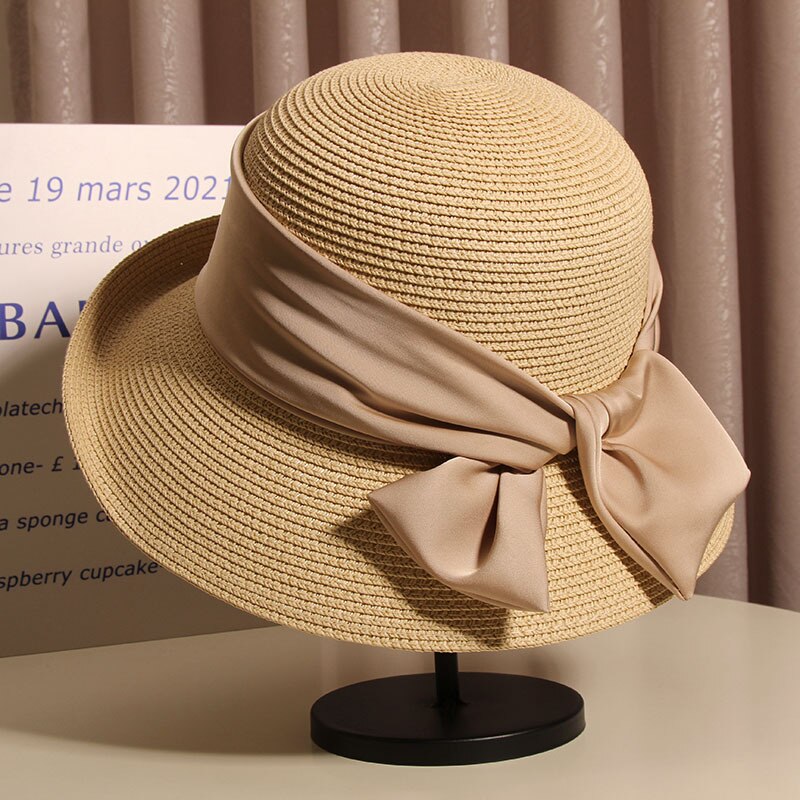 Women's hats for the sun Beach outing Luxury straw hat sunhat Golf cap summer new panama Visor Fashion elegant women caps 2 56-58cm