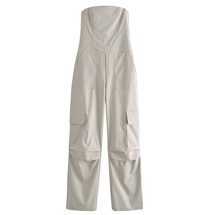 Female Jumpsuit With Pockets Long Jumpsuit Woman Spring Summer Sleeveless Cargo Jumpsuits For Women Outfit huise