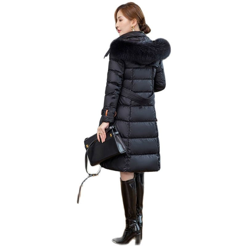 Down Cotton Coat Women's Mid length Thickened Fashion Slim Fit Down Cotton Coat