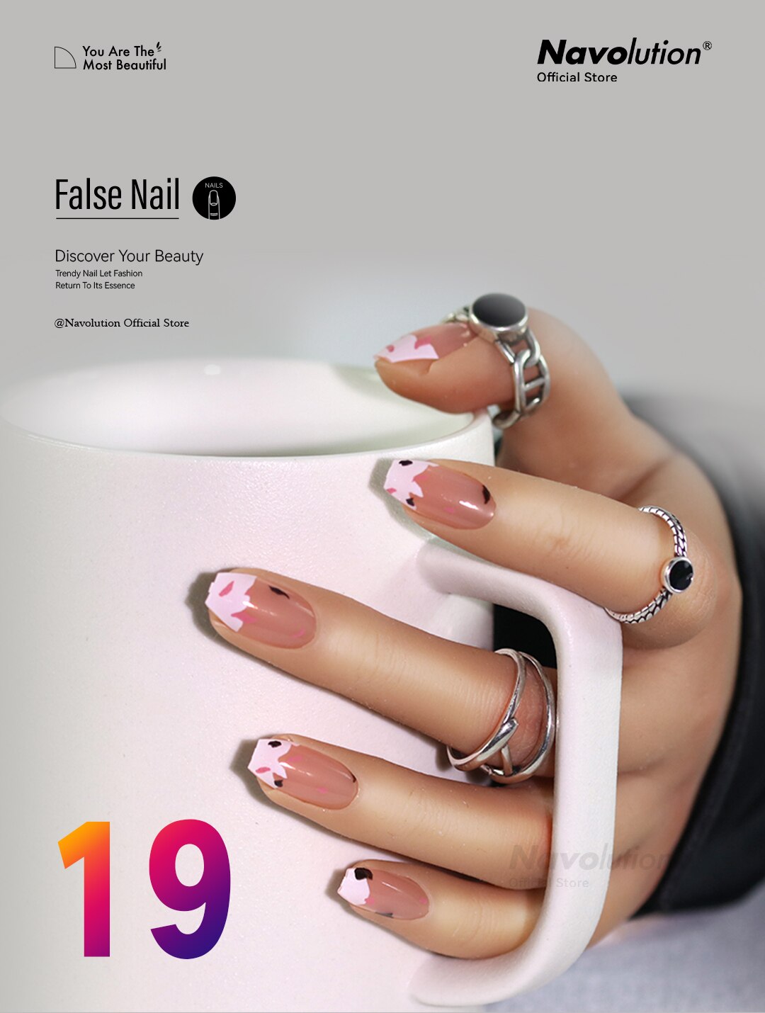 Navolution 24Pcs/Set DIY Manicure Wearable Fake Nails press on Detachable Finished Fingernails Ballet Square Head Almond Short 19