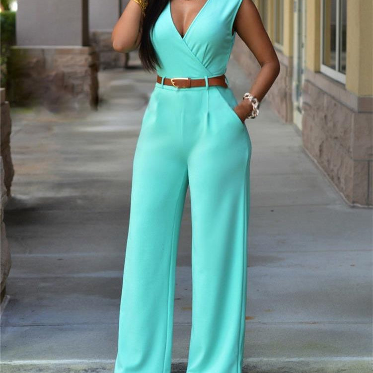 Newly Women Jumpsuit Lady Sleeveless Romper Female jumpsuit Bodysuit Bodycon Party Streetwear Outfit Clothes Party Playsuit Sky Blue