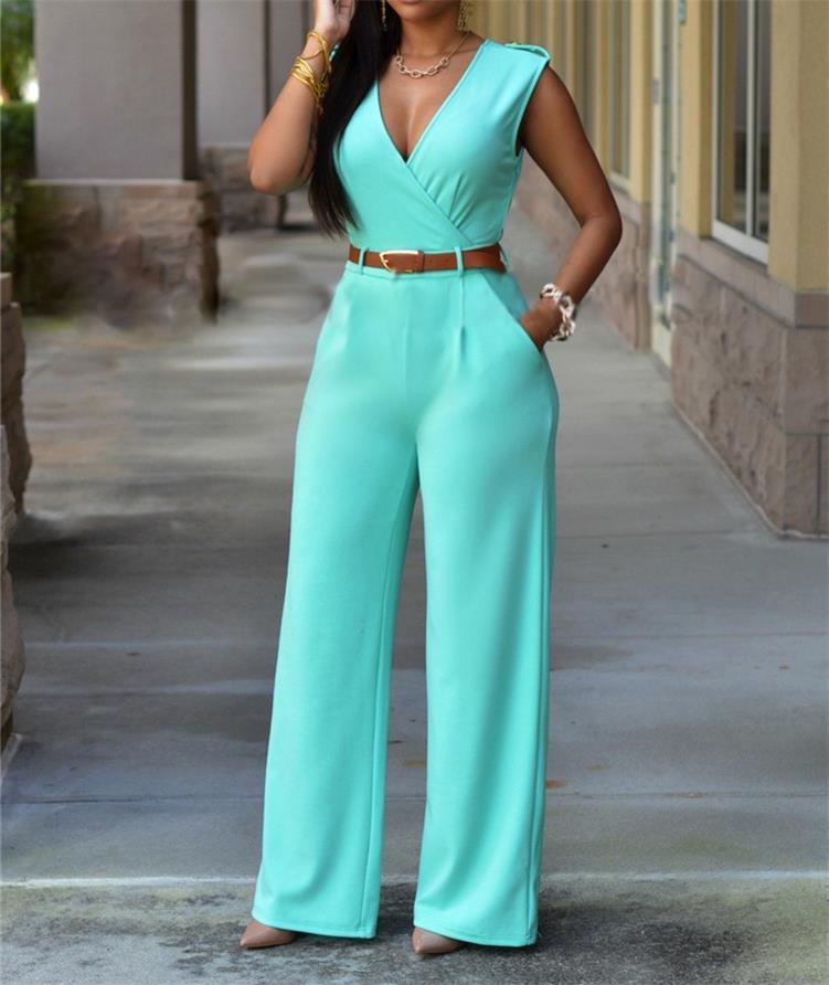 Newly Women Jumpsuit Lady Sleeveless Romper Female jumpsuit Bodysuit Bodycon Party Streetwear Outfit Clothes Party Playsuit Sky Blue