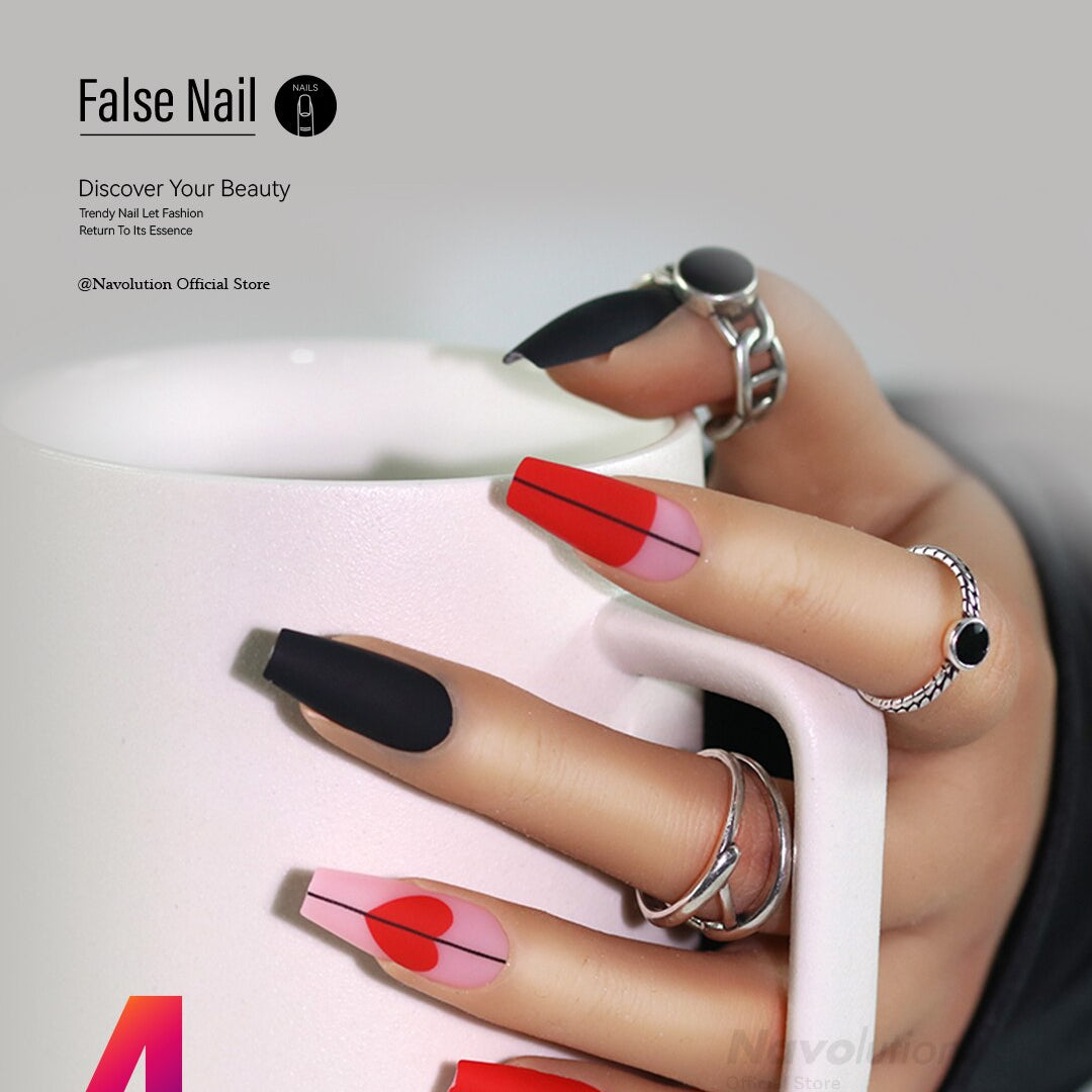 Navolution 24Pcs/Set DIY Manicure Wearable Fake Nails press on Detachable Finished Fingernails Ballet Square Head Almond Short 4