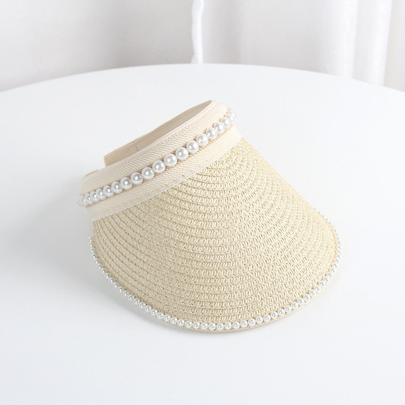 Summer Empty Top Sun Hat - Female Outdoor Visor Cap Casual Shade Hat Straw Wide Large Brim Beach Sunhat Lady Style 17