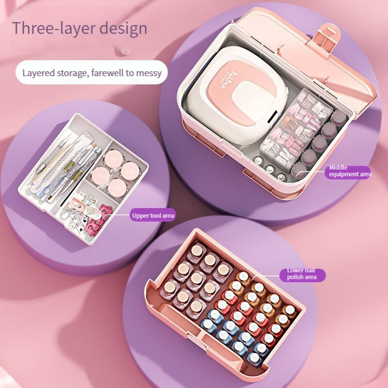 Portable Nail Tools Storage Box Anti-dust Nail Polish Plastic Storage Box Large Capacity Storage Nail Enhancement Box