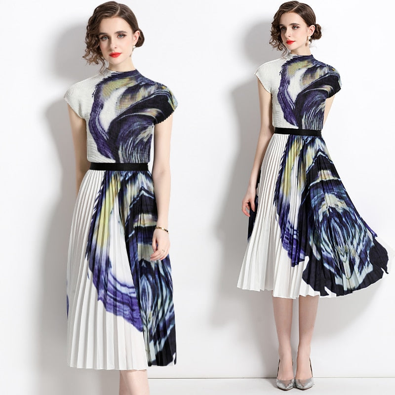 Summer Sets With Skirts Mid Length Suit for Women Slim Fit Two Piece Y2k Elegant Skirt Set Short Sleeve Vacation Outfits