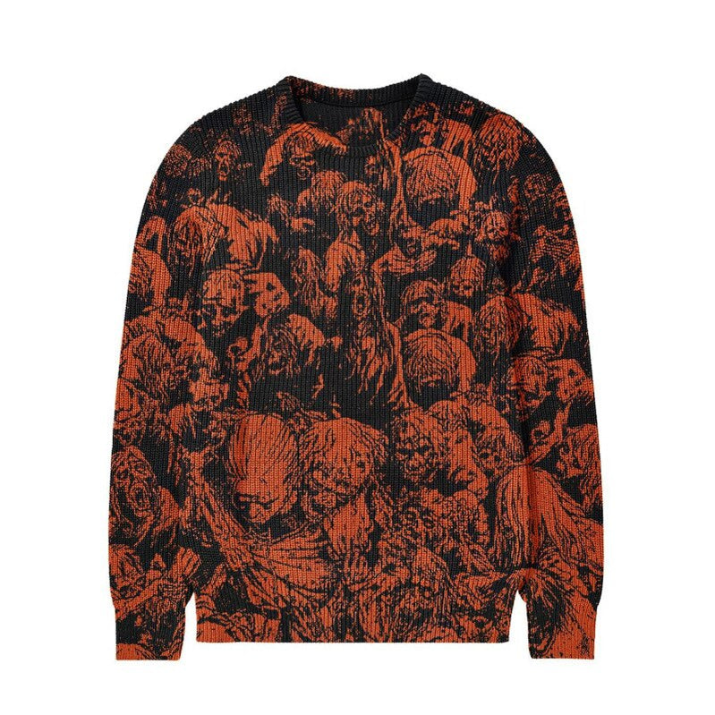 Fashion Hip Hop Streetwear Men's Sweater Autumn Winter New Coats Men Sweaters Halloween style Male Knitted Pullover Unisex 2