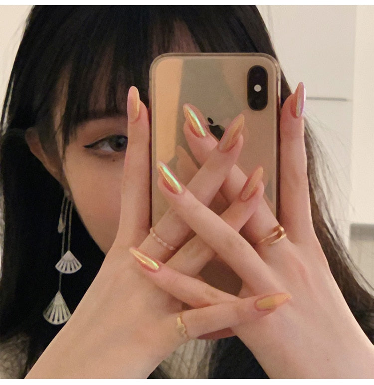 Gradient Fake Nails Press on Nail Diamond Cross Art Long Tips False Forms with Glue Stick Stickers Reusable Set JP1141-Z2-B5