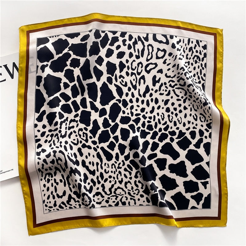 Fashion Designer Print 100% Natural Silk Square Scarves Women Hairband Neck Foulard Female Small Kerchief Bandana New FZ83-2 53cm real silk